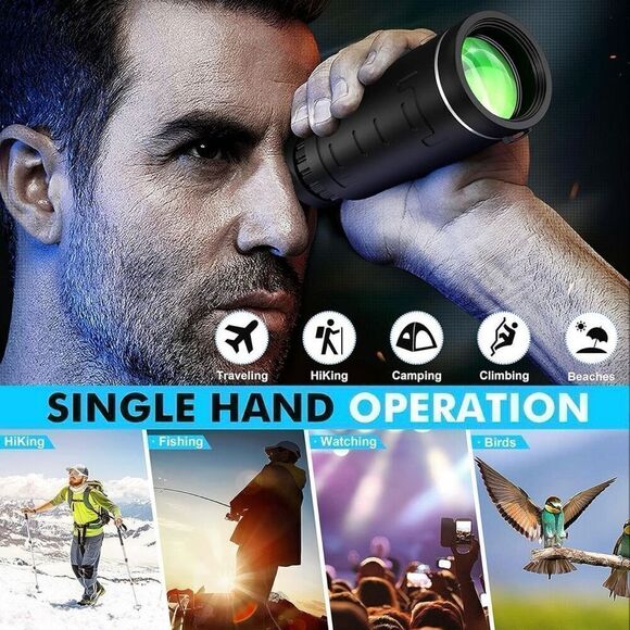 40x60 Monocular Telescope Smartphone Adapter High Powered BAK4 Prism FMC Monocul - Picture 3 of 7